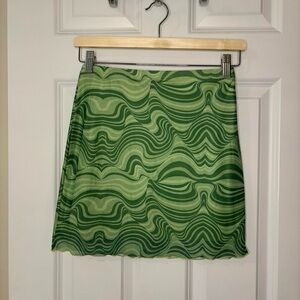 Green Swirl Patterned Skirt